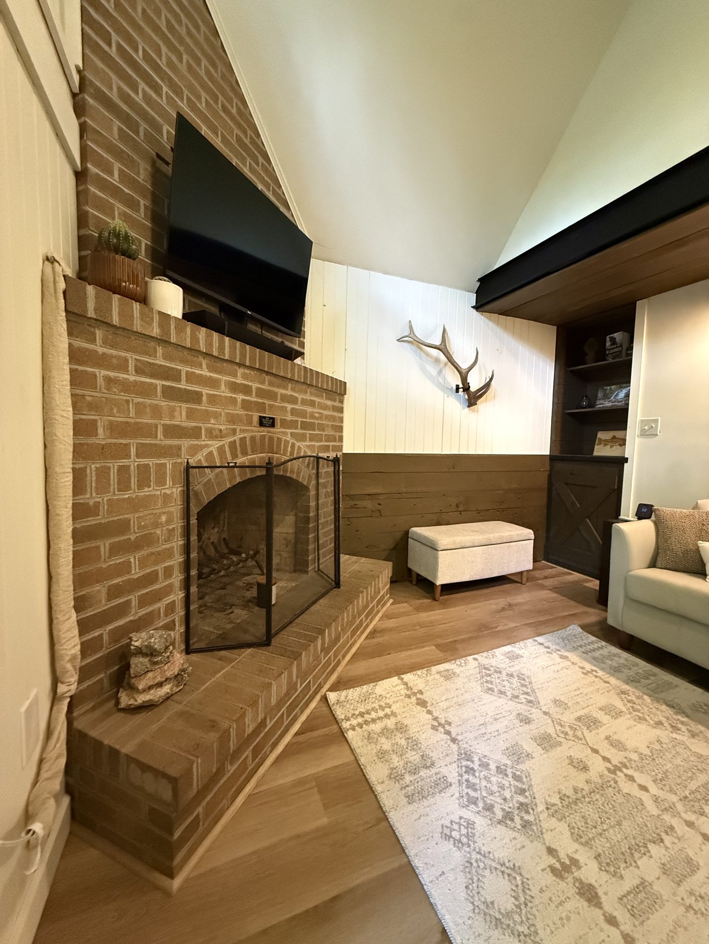 Brick fireplace closeup